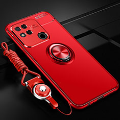 Custodia Silicone Ultra Sottile Morbida Cover con Magnetico Anello Supporto SD3 per Xiaomi POCO C3 Rosso
