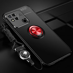 Custodia Silicone Ultra Sottile Morbida Cover con Magnetico Anello Supporto SD3 per Xiaomi POCO C31 Rosso e Nero