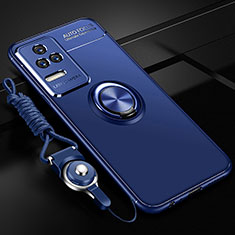 Custodia Silicone Ultra Sottile Morbida Cover con Magnetico Anello Supporto SD3 per Xiaomi Poco F4 5G Blu