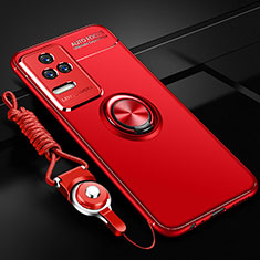 Custodia Silicone Ultra Sottile Morbida Cover con Magnetico Anello Supporto SD3 per Xiaomi Poco F4 5G Rosso