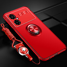 Custodia Silicone Ultra Sottile Morbida Cover con Magnetico Anello Supporto SD3 per Xiaomi Poco M4 5G Rosso