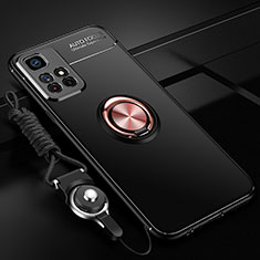 Custodia Silicone Ultra Sottile Morbida Cover con Magnetico Anello Supporto SD3 per Xiaomi Poco M4 Pro 5G Oro e Nero