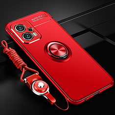 Custodia Silicone Ultra Sottile Morbida Cover con Magnetico Anello Supporto SD3 per Xiaomi Poco X4 GT 5G Rosso