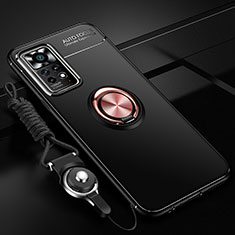Custodia Silicone Ultra Sottile Morbida Cover con Magnetico Anello Supporto SD3 per Xiaomi Poco X4 Pro 5G Oro e Nero