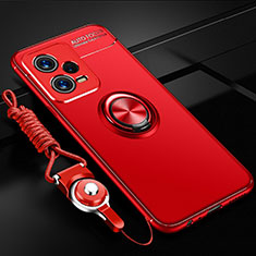 Custodia Silicone Ultra Sottile Morbida Cover con Magnetico Anello Supporto SD3 per Xiaomi Poco X5 5G Rosso