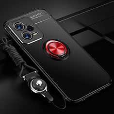 Custodia Silicone Ultra Sottile Morbida Cover con Magnetico Anello Supporto SD3 per Xiaomi Poco X5 5G Rosso e Nero