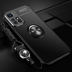 Custodia Silicone Ultra Sottile Morbida Cover con Magnetico Anello Supporto SD3 per Xiaomi Redmi 10 4G Nero