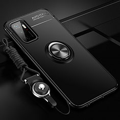 Custodia Silicone Ultra Sottile Morbida Cover con Magnetico Anello Supporto SD3 per Xiaomi Redmi 10 5G Nero