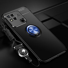 Custodia Silicone Ultra Sottile Morbida Cover con Magnetico Anello Supporto SD3 per Xiaomi Redmi 9 Activ Blu e Nero