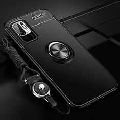 Custodia Silicone Ultra Sottile Morbida Cover con Magnetico Anello Supporto SD3 per Xiaomi Redmi Note 10 5G Nero