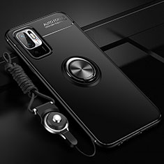 Custodia Silicone Ultra Sottile Morbida Cover con Magnetico Anello Supporto SD3 per Xiaomi Redmi Note 10T 5G Nero