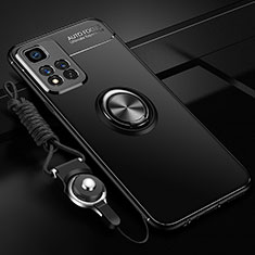 Custodia Silicone Ultra Sottile Morbida Cover con Magnetico Anello Supporto SD3 per Xiaomi Redmi Note 11 Pro+ Plus 5G Nero