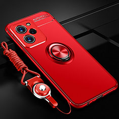 Custodia Silicone Ultra Sottile Morbida Cover con Magnetico Anello Supporto SD3 per Xiaomi Redmi Note 12 Pro Speed 5G Rosso