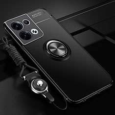 Custodia Silicone Ultra Sottile Morbida Cover con Magnetico Anello Supporto SD3 per Xiaomi Redmi Note 13 Pro 5G Nero