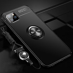 Custodia Silicone Ultra Sottile Morbida Cover con Magnetico Anello Supporto T01 per Apple iPhone 11 Pro Max Nero