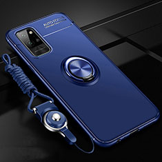 Custodia Silicone Ultra Sottile Morbida Cover con Magnetico Anello Supporto T01 per Huawei Honor Play4 Pro 5G Blu