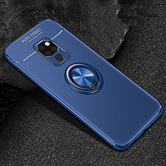 Custodia Silicone Ultra Sottile Morbida Cover con Magnetico Anello Supporto T01 per Huawei Mate 20 Blu