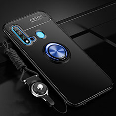 Custodia Silicone Ultra Sottile Morbida Cover con Magnetico Anello Supporto T01 per Huawei Nova 5i Blu e Nero