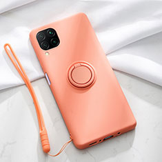 Custodia Silicone Ultra Sottile Morbida Cover con Magnetico Anello Supporto T01 per Huawei P40 Lite Arancione