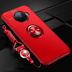Custodia Silicone Ultra Sottile Morbida Cover con Magnetico Anello Supporto T01 per Oppo Ace2 Rosso