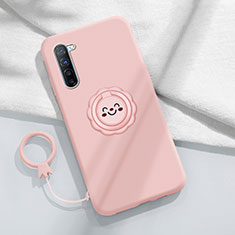 Custodia Silicone Ultra Sottile Morbida Cover con Magnetico Anello Supporto T01 per Oppo F15 Rosa