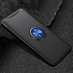 Custodia Silicone Ultra Sottile Morbida Cover con Magnetico Anello Supporto T01 per Oppo Find X Blu e Nero