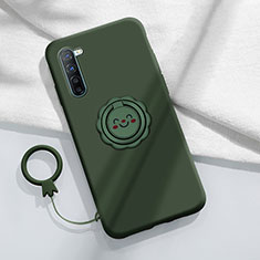 Custodia Silicone Ultra Sottile Morbida Cover con Magnetico Anello Supporto T01 per Oppo Find X2 Lite Verde