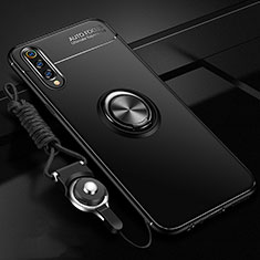Custodia Silicone Ultra Sottile Morbida Cover con Magnetico Anello Supporto T01 per Samsung Galaxy A90 5G Nero