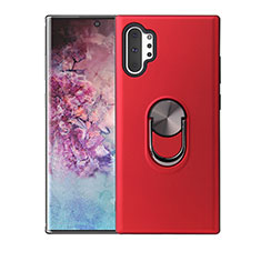 Custodia Silicone Ultra Sottile Morbida Cover con Magnetico Anello Supporto T01 per Samsung Galaxy Note 10 Plus Rosso