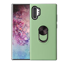 Custodia Silicone Ultra Sottile Morbida Cover con Magnetico Anello Supporto T01 per Samsung Galaxy Note 10 Plus Verde