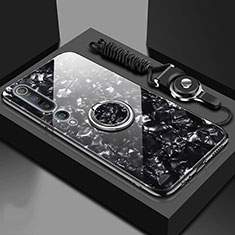 Custodia Silicone Ultra Sottile Morbida Cover con Magnetico Anello Supporto T01 per Xiaomi Mi 10 Pro Nero