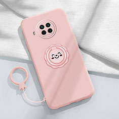 Custodia Silicone Ultra Sottile Morbida Cover con Magnetico Anello Supporto T01 per Xiaomi Mi 10i 5G Rosa