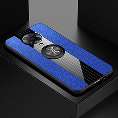 Custodia Silicone Ultra Sottile Morbida Cover con Magnetico Anello Supporto T01 per Xiaomi Poco F2 Pro Blu