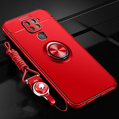 Custodia Silicone Ultra Sottile Morbida Cover con Magnetico Anello Supporto T01 per Xiaomi Redmi 10X 4G Rosso