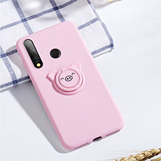 Custodia Silicone Ultra Sottile Morbida Cover con Magnetico Anello Supporto T02 per Huawei Honor 20 Lite Rosa