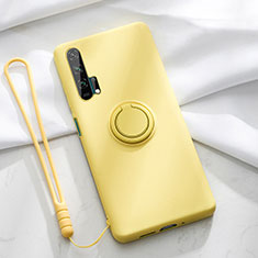 Custodia Silicone Ultra Sottile Morbida Cover con Magnetico Anello Supporto T02 per Huawei Honor 20 Pro Giallo