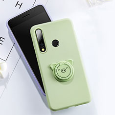 Custodia Silicone Ultra Sottile Morbida Cover con Magnetico Anello Supporto T02 per Huawei Honor 20E Verde