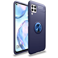 Custodia Silicone Ultra Sottile Morbida Cover con Magnetico Anello Supporto T02 per Huawei Nova 6 SE Blu