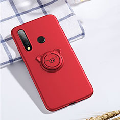 Custodia Silicone Ultra Sottile Morbida Cover con Magnetico Anello Supporto T02 per Huawei P Smart+ Plus (2019) Rosso