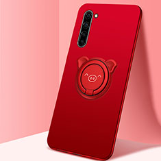 Custodia Silicone Ultra Sottile Morbida Cover con Magnetico Anello Supporto T02 per Oppo A91 Rosso