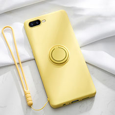 Custodia Silicone Ultra Sottile Morbida Cover con Magnetico Anello Supporto T02 per Oppo R15X Giallo