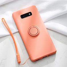 Custodia Silicone Ultra Sottile Morbida Cover con Magnetico Anello Supporto T02 per Samsung Galaxy S10e Arancione