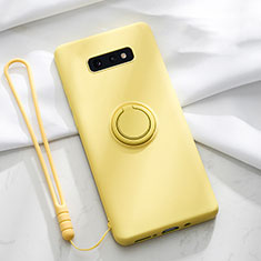 Custodia Silicone Ultra Sottile Morbida Cover con Magnetico Anello Supporto T02 per Samsung Galaxy S10e Giallo