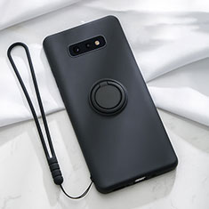 Custodia Silicone Ultra Sottile Morbida Cover con Magnetico Anello Supporto T02 per Samsung Galaxy S10e Nero