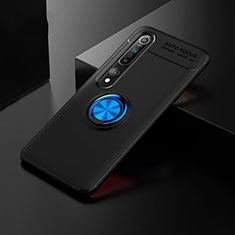 Custodia Silicone Ultra Sottile Morbida Cover con Magnetico Anello Supporto T02 per Xiaomi Mi 10 Blu e Nero