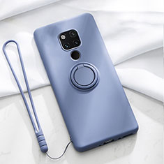 Custodia Silicone Ultra Sottile Morbida Cover con Magnetico Anello Supporto T03 per Huawei Mate 20 X 5G Viola