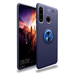 Custodia Silicone Ultra Sottile Morbida Cover con Magnetico Anello Supporto T03 per Huawei P30 Lite Blu