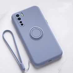 Custodia Silicone Ultra Sottile Morbida Cover con Magnetico Anello Supporto T03 per Oppo F15 Grigio