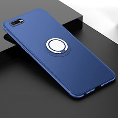Custodia Silicone Ultra Sottile Morbida Cover con Magnetico Anello Supporto T03 per Oppo R15X Blu