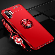 Custodia Silicone Ultra Sottile Morbida Cover con Magnetico Anello Supporto T03 per Samsung Galaxy Note 10 Plus 5G Rosso